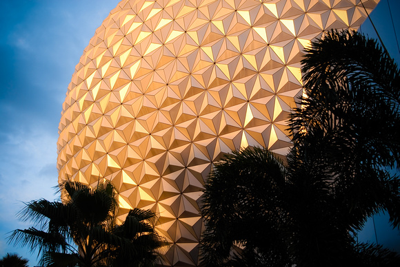 Spaceship Earth at sunset